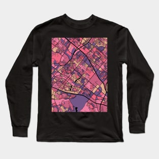 Irvine Map Pattern in Purple & Pink Long Sleeve T-Shirt